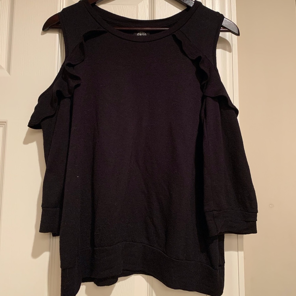 Bobeau cold shoulder ruffle sleeve shirt